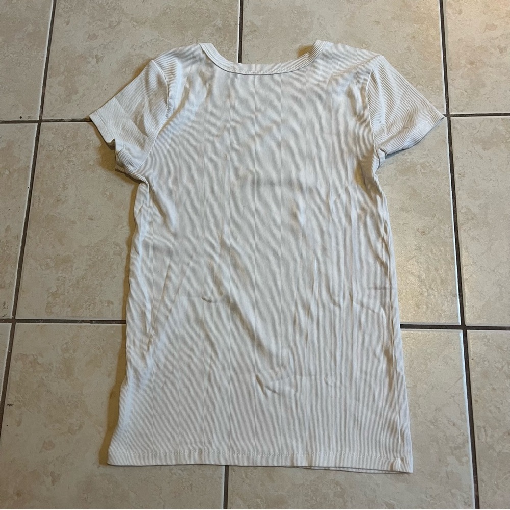 LOFT White Ribbed Tee - Picture 4 of 4